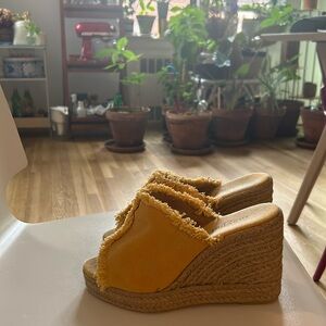 Maypol mustard yellow wedge sandals